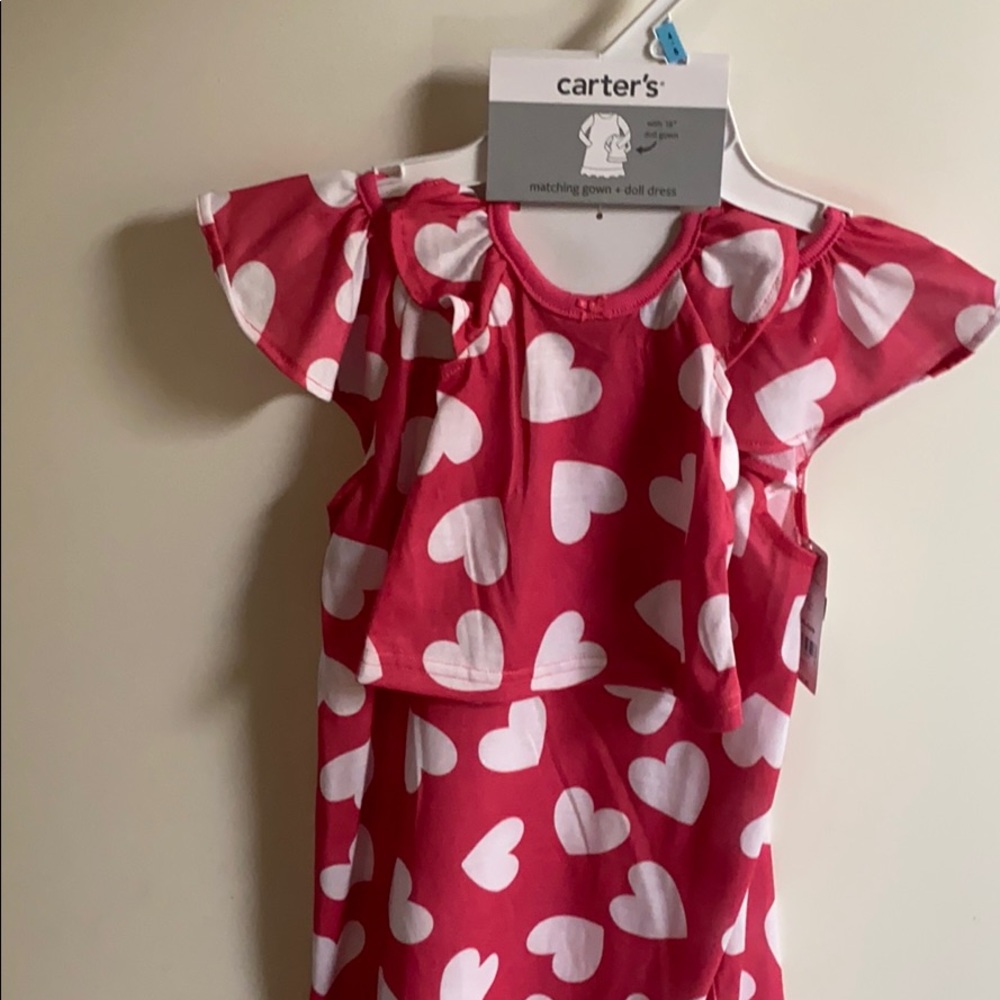 Carter’s size  4/5 or 8/10 matching gown & doll dress